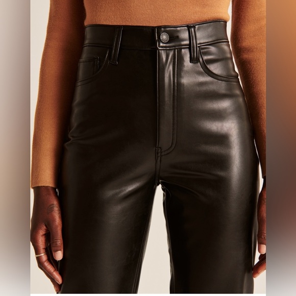 Abercrombie & Fitch Curve Love Vegan Leather Ankle Straight Pants, NWT - Picture 3 of 10